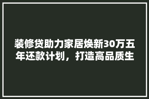 装修贷助力家居焕新30万五年还款计划，打造高品质生活空间
