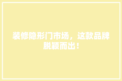 装修隐形门市场，这款品牌脱颖而出！