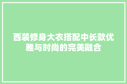 西装修身大衣搭配中长款优雅与时尚的完美融合