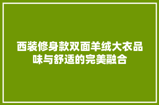 西装修身款双面羊绒大衣品味与舒适的完美融合