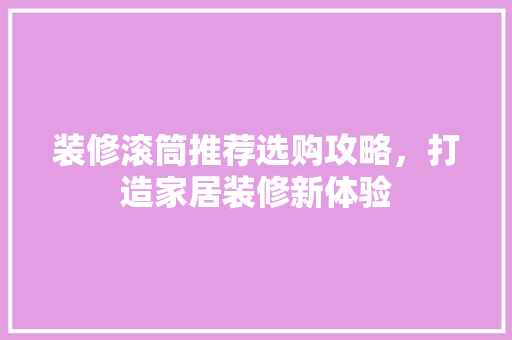 装修滚筒推荐选购攻略，打造家居装修新体验