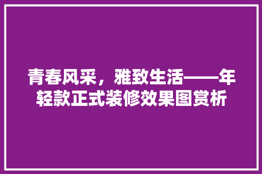 青春风采，雅致生活——年轻款正式装修效果图赏析