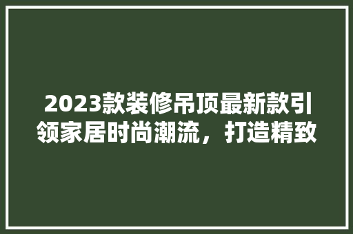 2023款装修吊顶最新款引领家居时尚潮流，打造精致生活空间