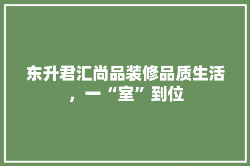 东升君汇尚品装修品质生活，一“室”到位