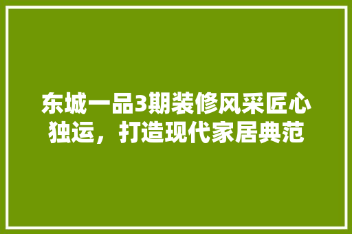 东城一品3期装修风采匠心独运，打造现代家居典范
