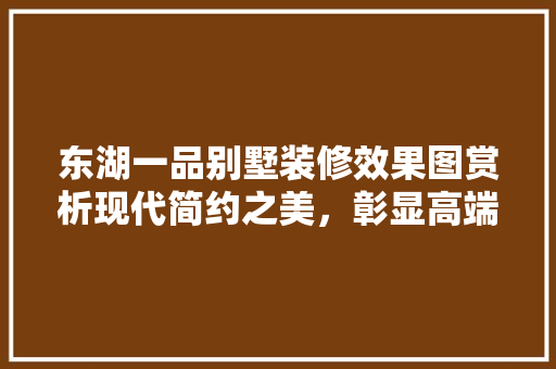 东湖一品别墅装修效果图赏析现代简约之美，彰显高端生活品质