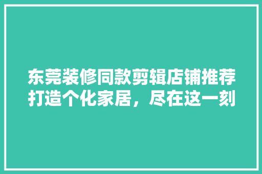 东莞装修同款剪辑店铺推荐打造个化家居，尽在这一刻！