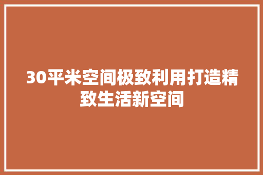 30平米空间极致利用打造精致生活新空间
