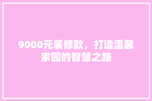 9000元装修款，打造温馨家园的智慧之路