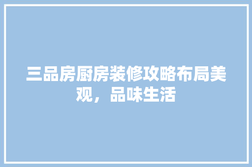 三品房厨房装修攻略布局美观，品味生活