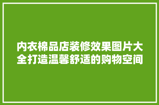 内衣棉品店装修效果图片大全打造温馨舒适的购物空间