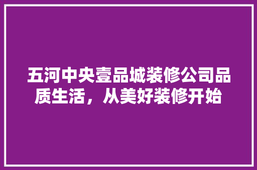 五河中央壹品城装修公司品质生活，从美好装修开始