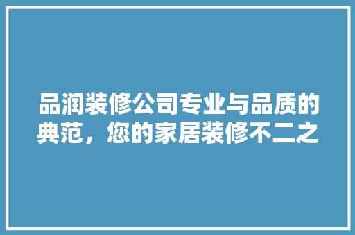 品润装修公司专业与品质的典范，您的家居装修不二之选