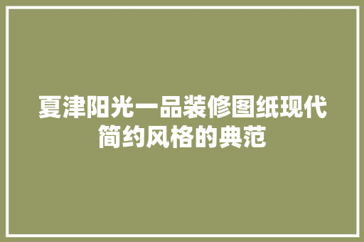 夏津阳光一品装修图纸现代简约风格的典范