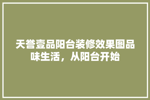 天誉壹品阳台装修效果图品味生活，从阳台开始