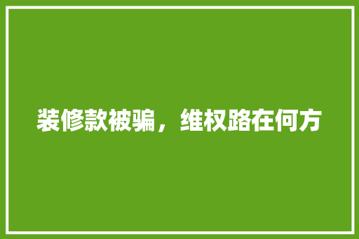 装修款被骗，维权路在何方
