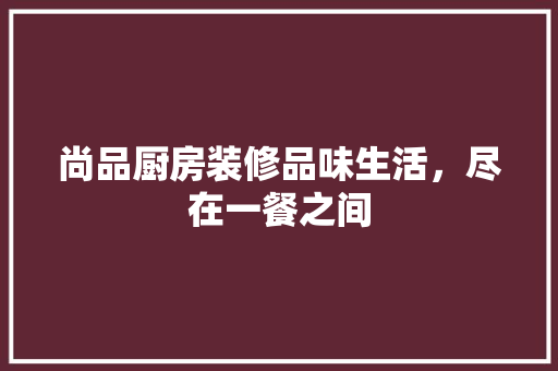 尚品厨房装修品味生活，尽在一餐之间