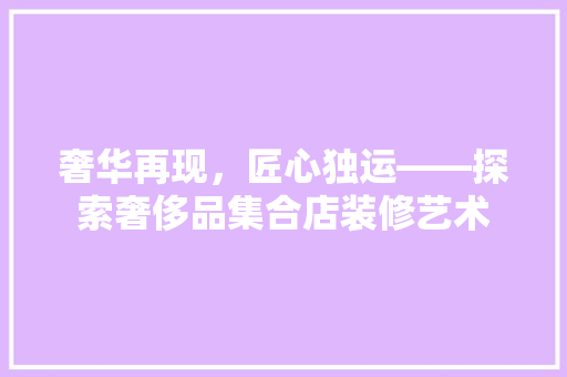 奢华再现，匠心独运——探索奢侈品集合店装修艺术