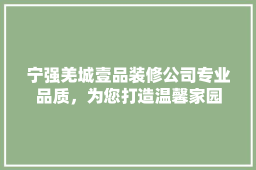 宁强羌城壹品装修公司专业品质，为您打造温馨家园