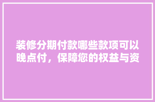 装修分期付款哪些款项可以晚点付，保障您的权益与资金安全