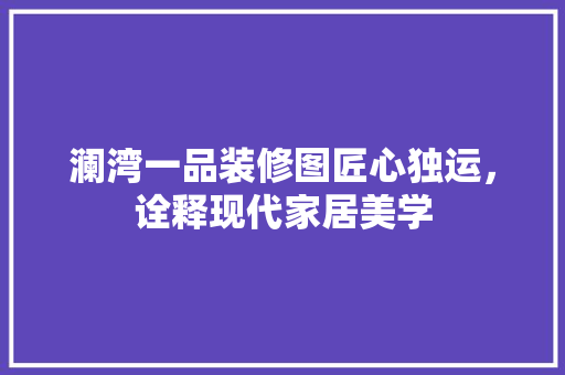 澜湾一品装修图匠心独运，诠释现代家居美学