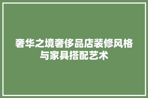 奢华之境奢侈品店装修风格与家具搭配艺术
