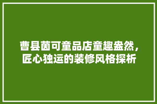 曹县茵可童品店童趣盎然，匠心独运的装修风格探析