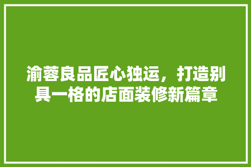 渝蓉良品匠心独运，打造别具一格的店面装修新篇章