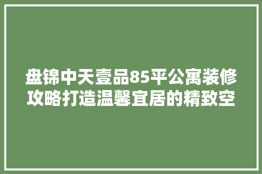 盘锦中天壹品85平公寓装修攻略打造温馨宜居的精致空间