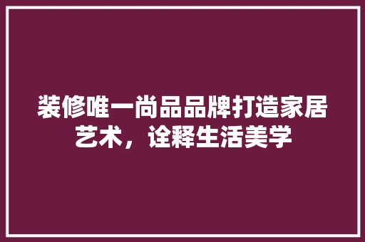 装修唯一尚品品牌打造家居艺术，诠释生活美学