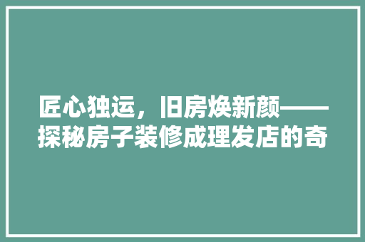 匠心独运，旧房焕新颜——探秘房子装修成理发店的奇妙蜕变
