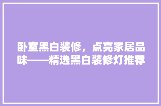 卧室黑白装修，点亮家居品味——精选黑白装修灯推荐