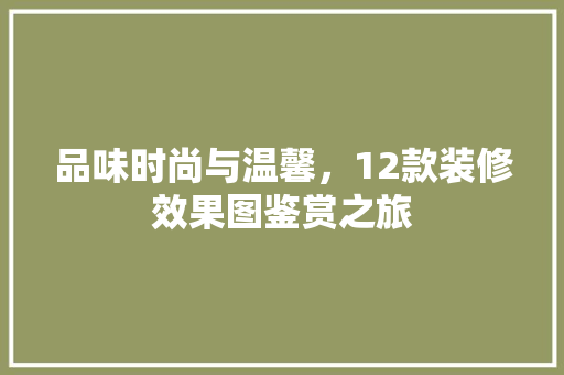品味时尚与温馨，12款装修效果图鉴赏之旅