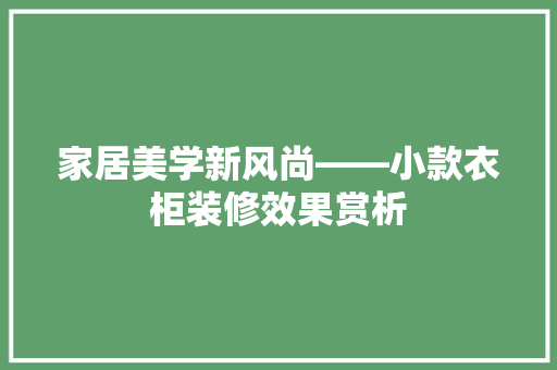 家居美学新风尚——小款衣柜装修效果赏析