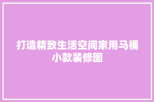 打造精致生活空间家用马桶小款装修图