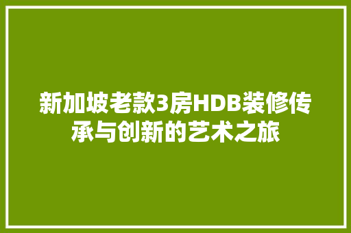 新加坡老款3房HDB装修传承与创新的艺术之旅