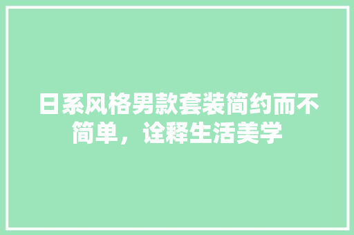 日系风格男款套装简约而不简单，诠释生活美学