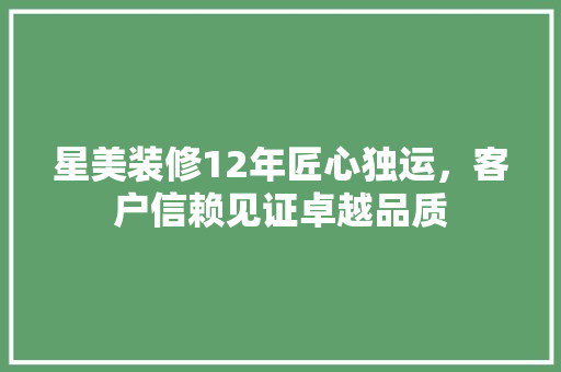 星美装修12年匠心独运，客户信赖见证卓越品质