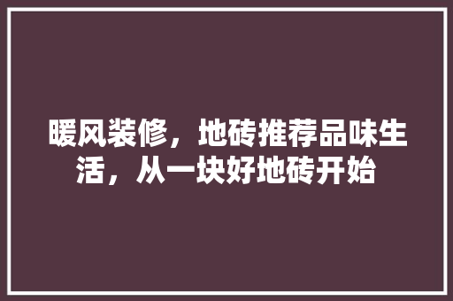 暖风装修，地砖推荐品味生活，从一块好地砖开始