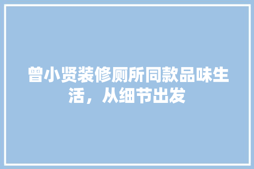 曾小贤装修厕所同款品味生活，从细节出发