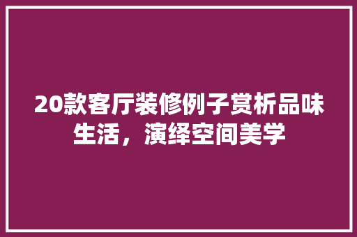 20款客厅装修例子赏析品味生活，演绎空间美学