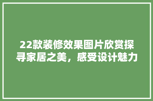 22款装修效果图片欣赏探寻家居之美，感受设计魅力