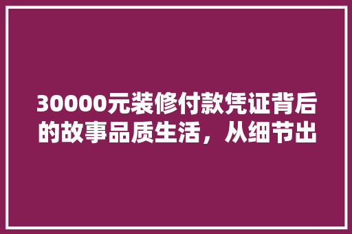 30000元装修付款凭证背后的故事品质生活，从细节出发