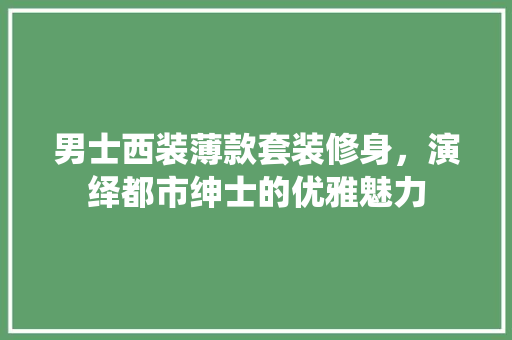 男士西装薄款套装修身，演绎都市绅士的优雅魅力