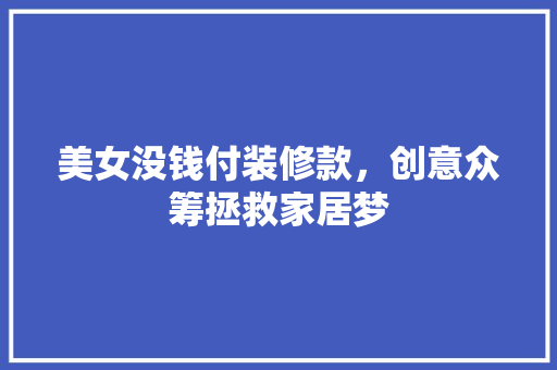 美女没钱付装修款，创意众筹拯救家居梦