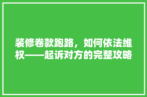 装修卷款跑路，如何依法维权——起诉对方的完整攻略