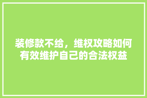 装修款不给，维权攻略如何有效维护自己的合法权益