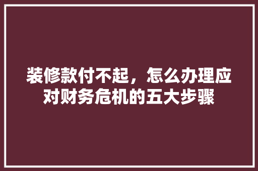装修款付不起，怎么办理应对财务危机的五大步骤